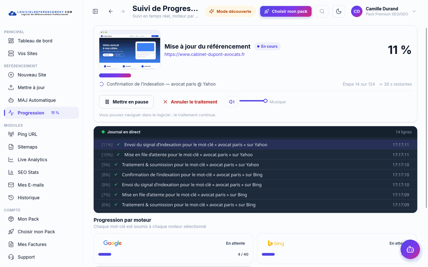 Le site propulsé en direct sur Google, Yahoo & Bing, moteur par moteur Le site propulsé en direct sur Google, Yahoo & Bing, moteur par moteur