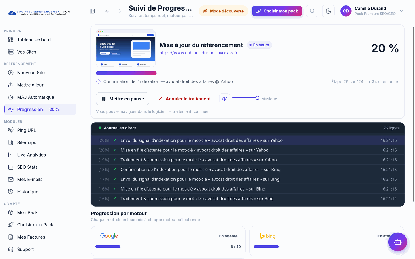 Votre site propulsé sur les moteurs Le site du Cabinet Dupont propulsé sur les moteurs de recherche dans le logiciel de référencement Windows