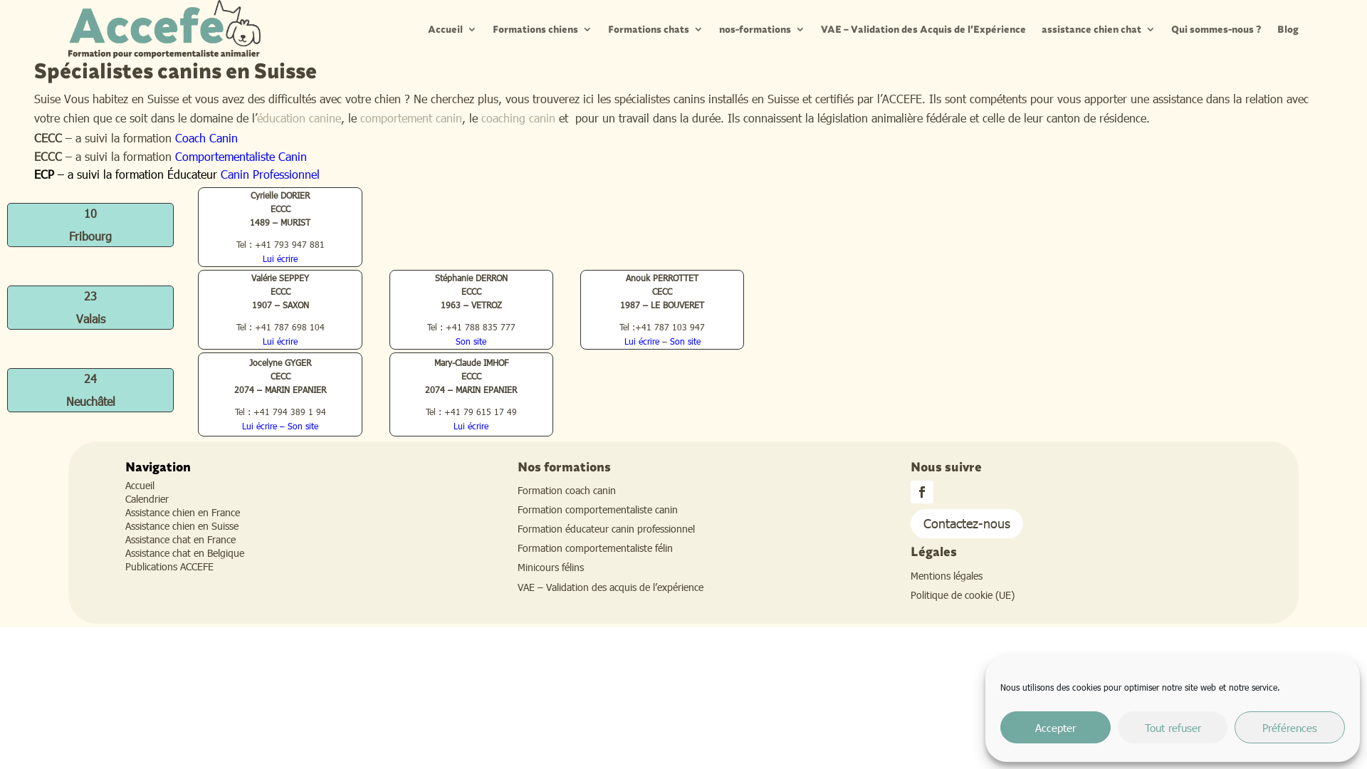 Capture d'écran de Specialistes-canins-en-suisse