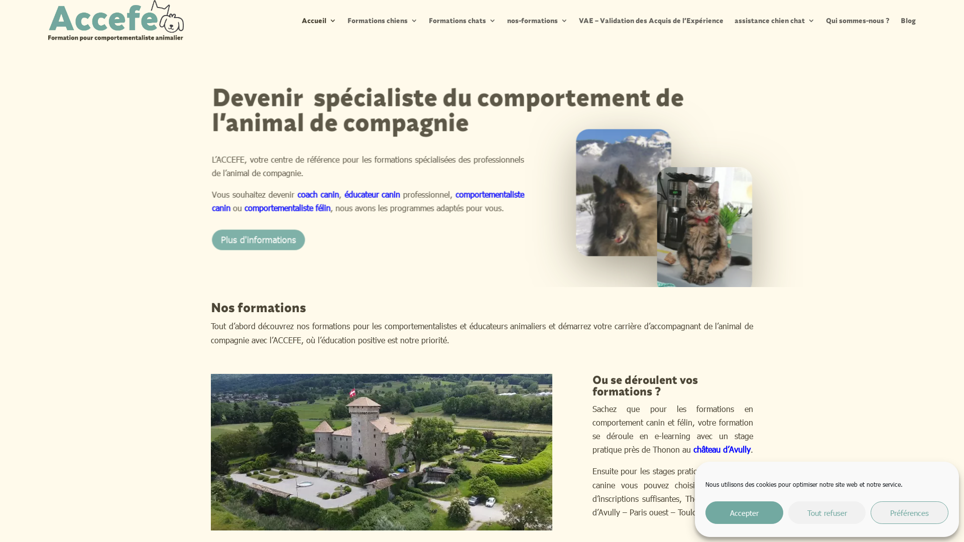 Capture d'écran de Formation pour les comportementalistes animaliers de demain