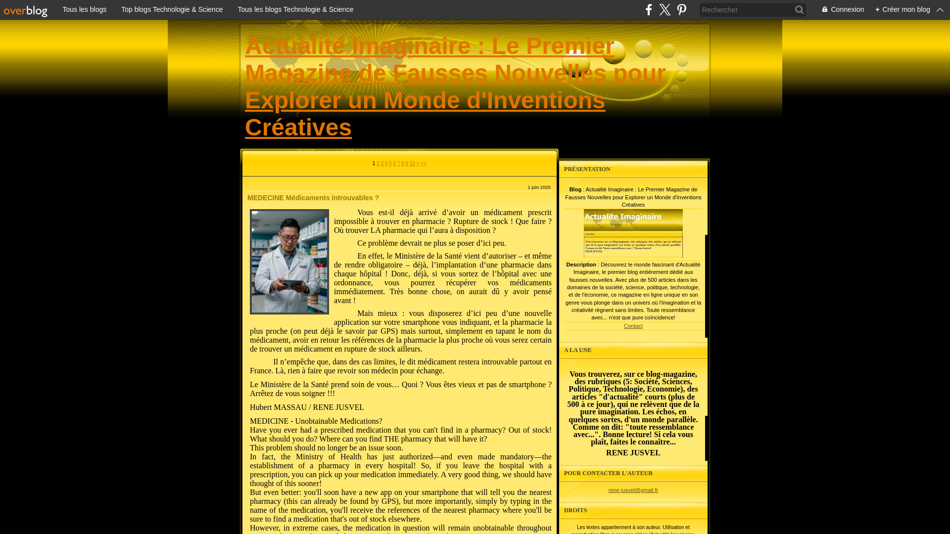 Capture d'écran de Actualité Imaginaire, le Premier Magazine de Fausses Nouvelles pour Explorer un Monde d'Inventions Créatives: les Faits de société!