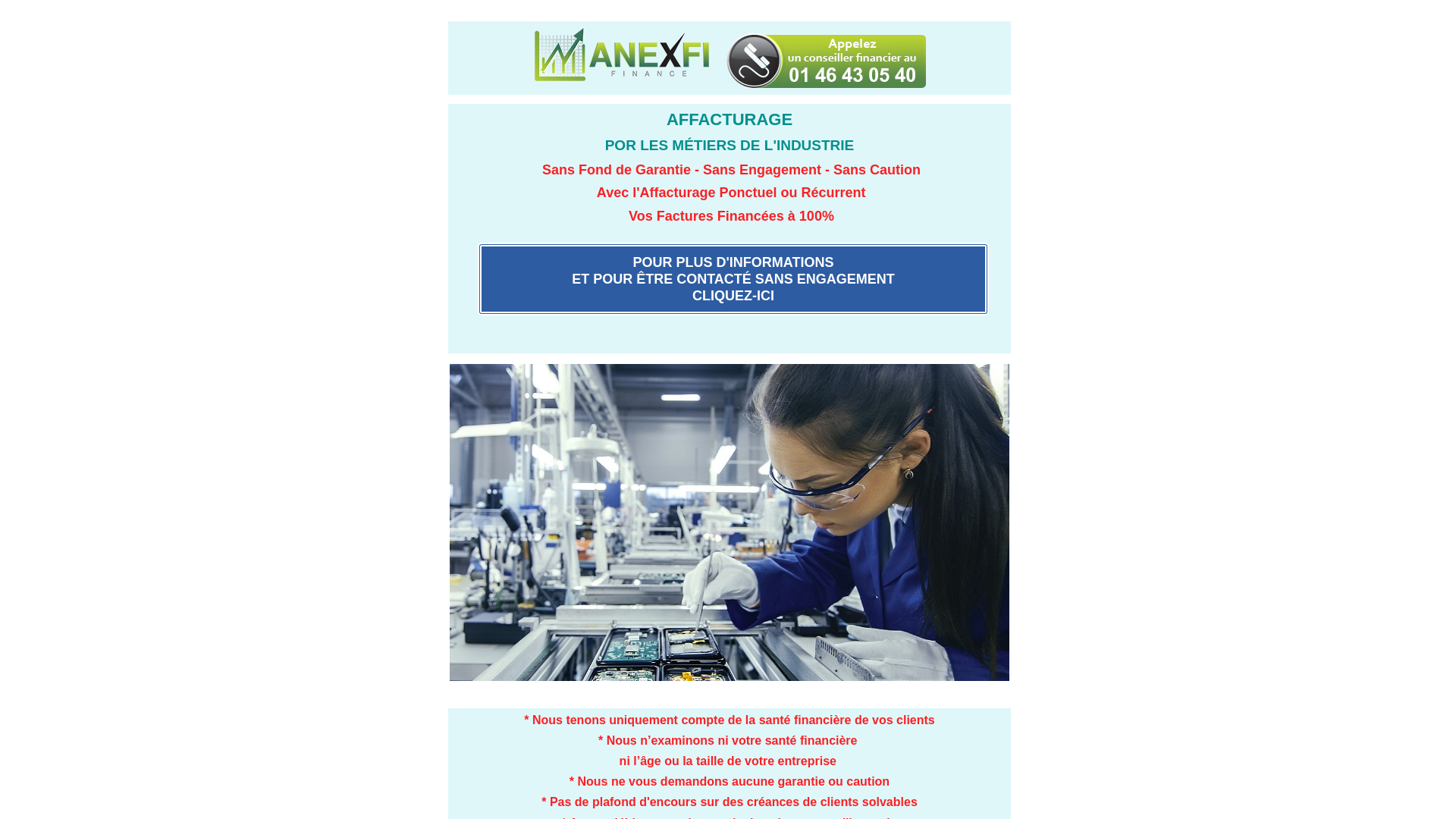 Capture d'écran de Affacturage Ponctuel Industrie | 01 46 43 05 40