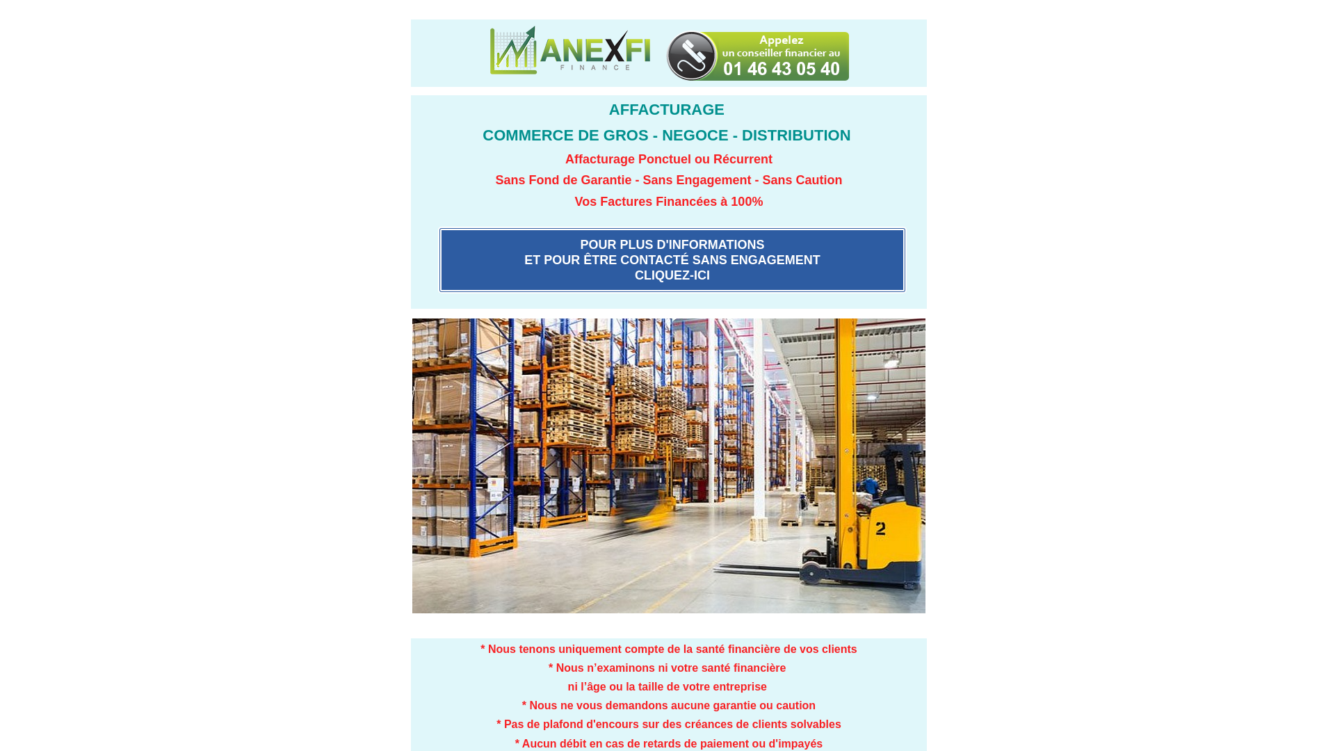 Capture d'écran de Affacturage Ponctuel Commerce de Gros | 01 46 43 05 40