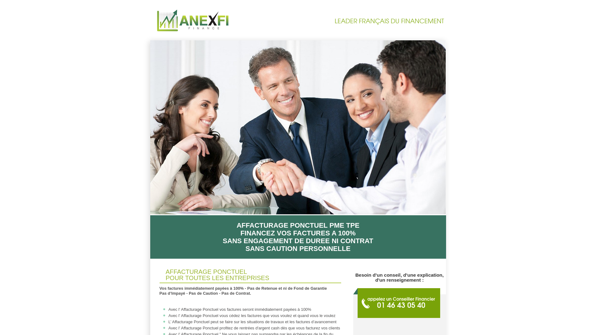 Capture d'écran de Affacturage Ponctuel PME TPE | 01 46 43 05 40