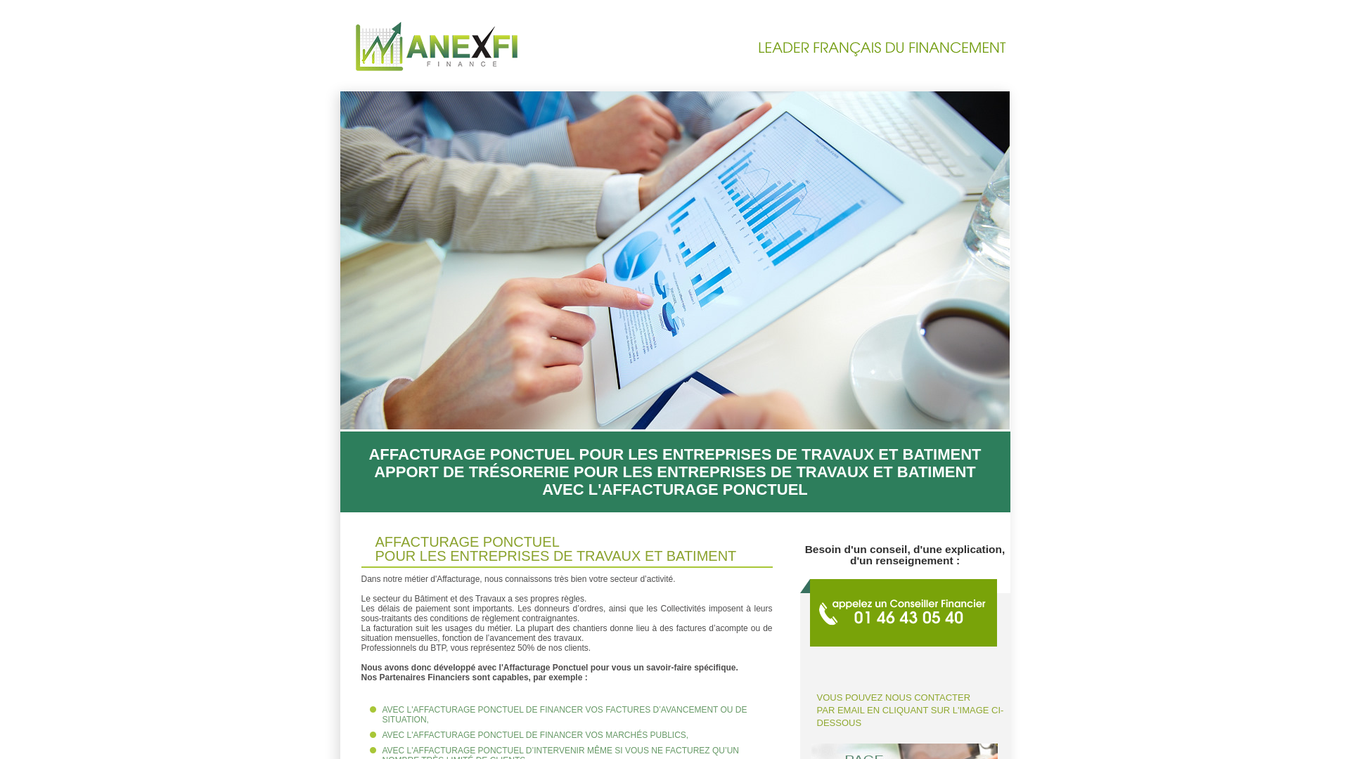 Capture d'écran de Affacturage Ponctuel BTP Situation de travaux | 01 46 43 05 40