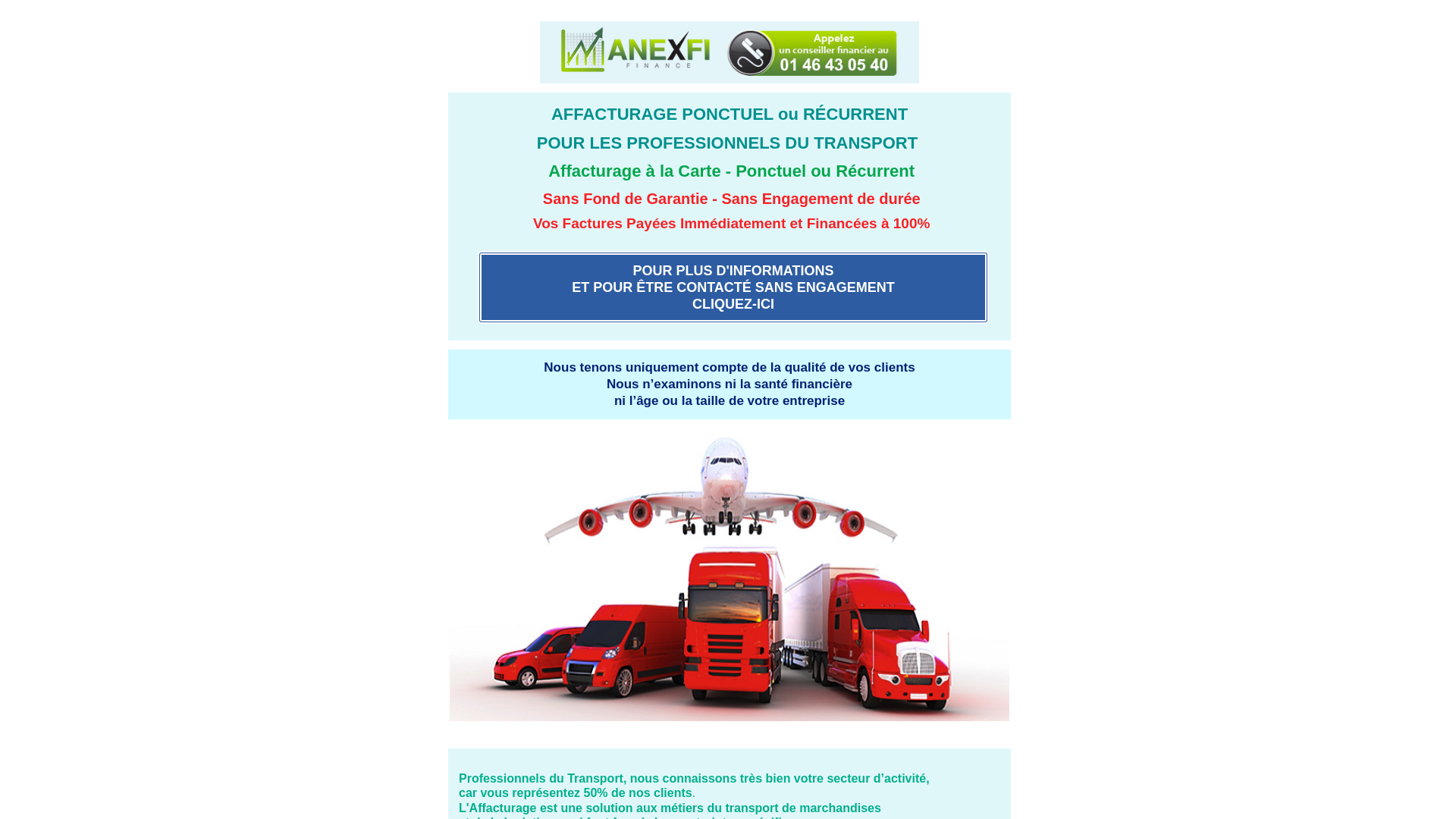 Capture d'écran de Affacturage Ponctuel pour tous les Métiers du Transport | 01 46 43 05 40