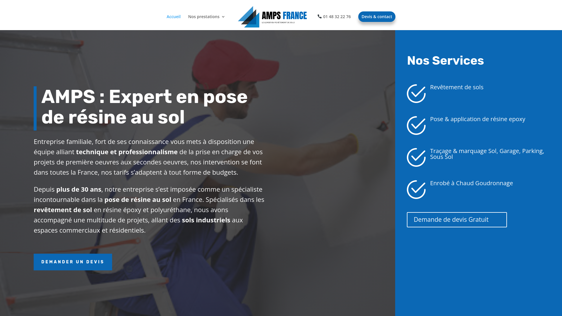 Capture d'écran de Résine époxy industrielle – AMPS France | Sols professionnels & parkings