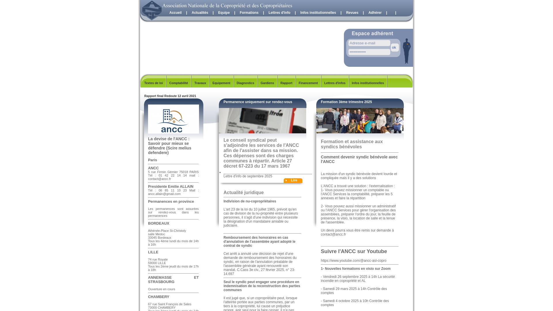 Capture d'écran de Association Nationale de la Copropriété et des Copropriétaires