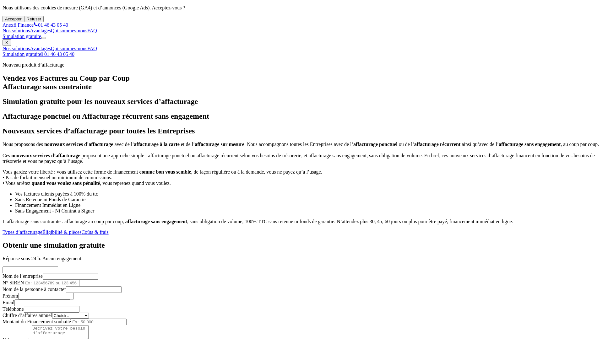 Capture d'écran de Anexfi - Finance | Affacturage, Escompte, Dailly, Factoring