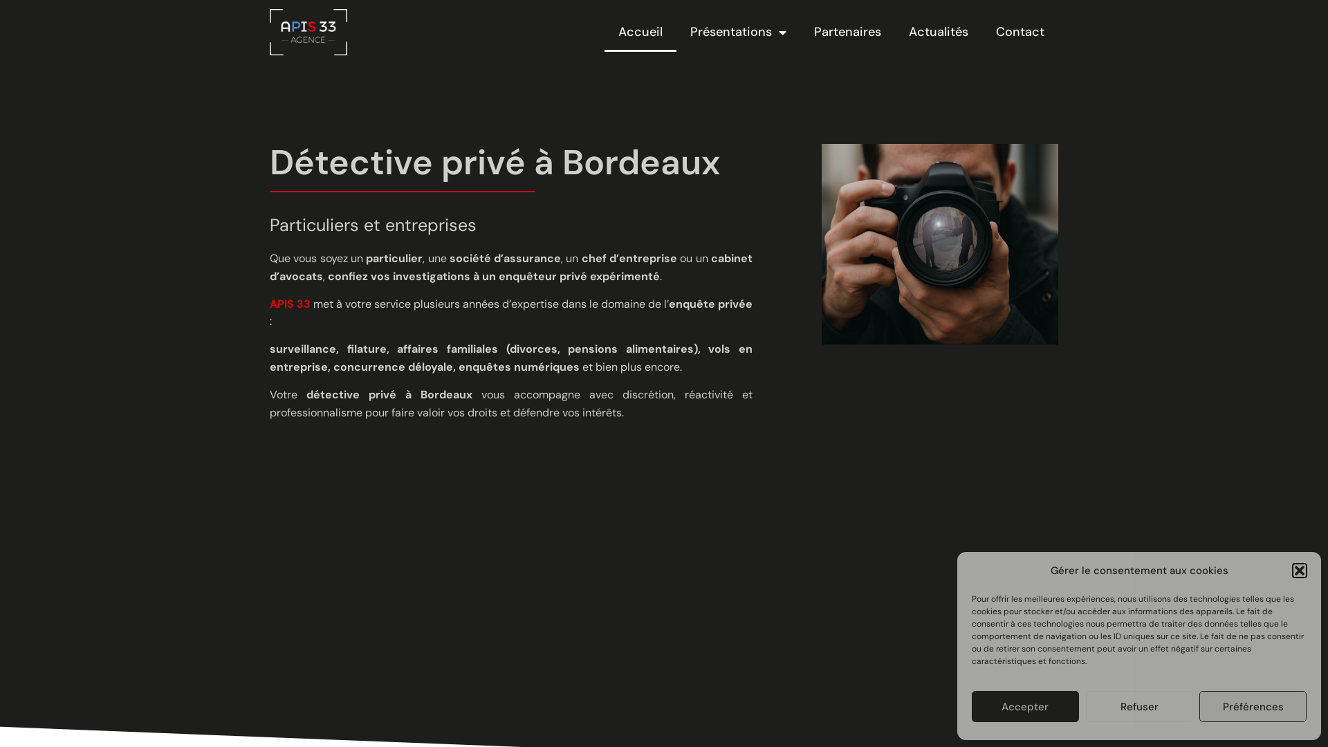 Capture d'écran de Détective privé Bordeaux