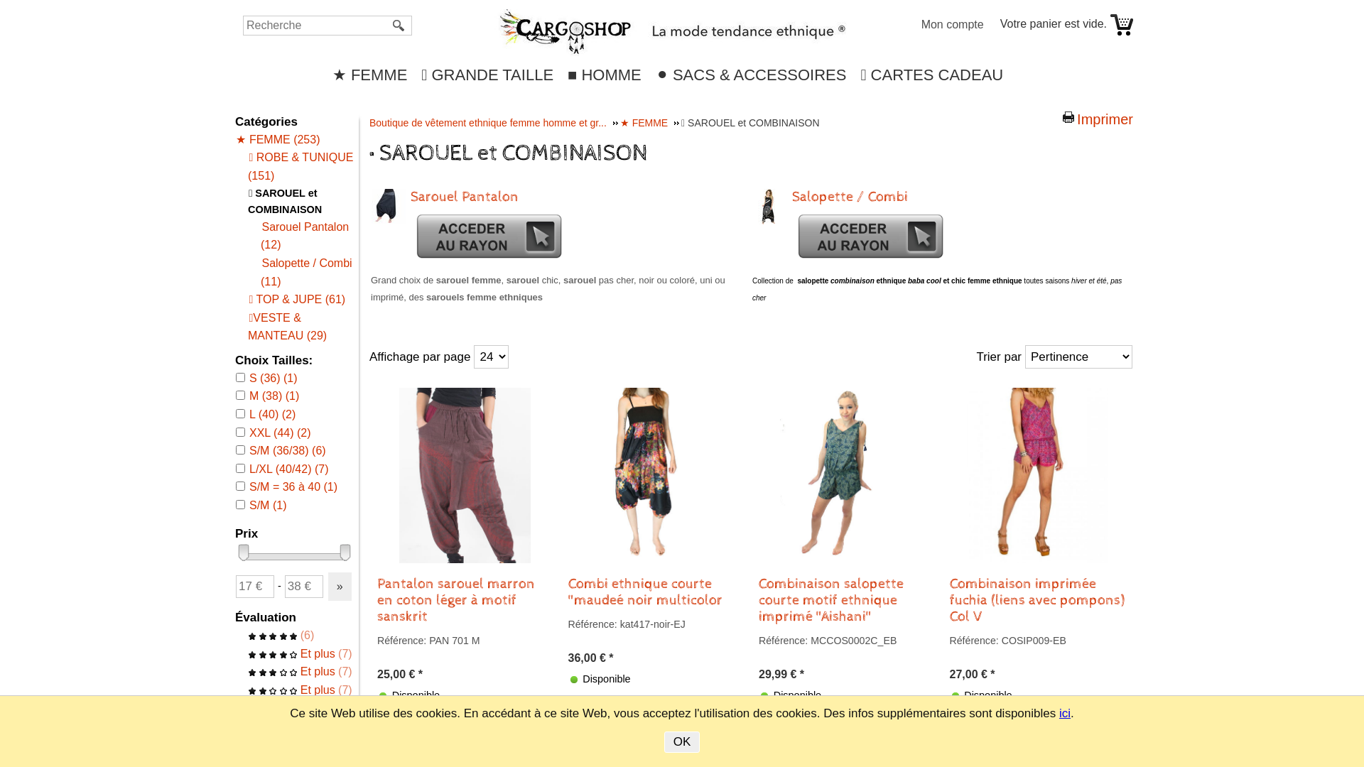 Capture d'écran de SAROUEL & COMBI - Sarouel homme femme pas cher