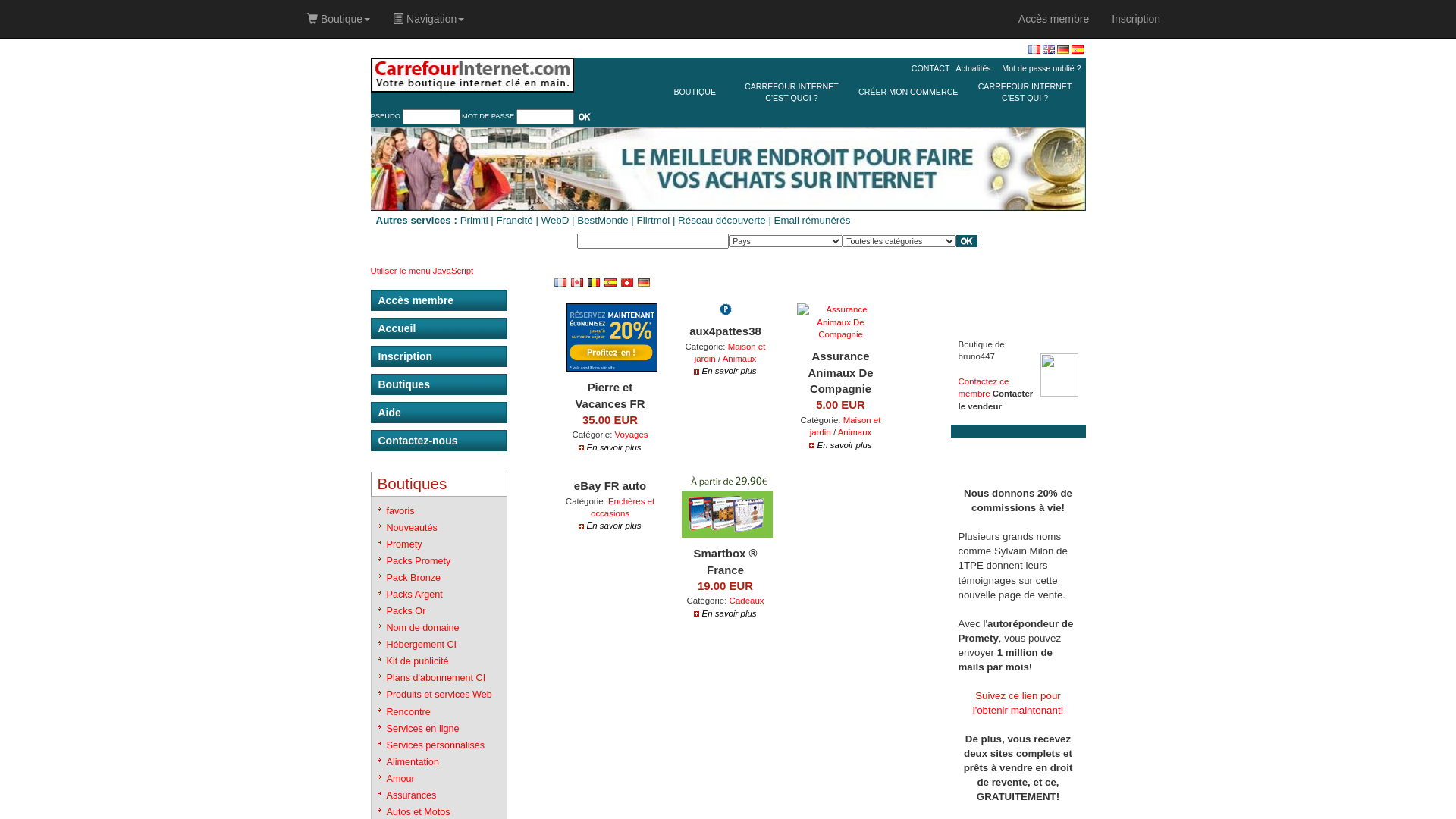 Capture d'écran de Carrefourinternet, votre boutique internet clé en main