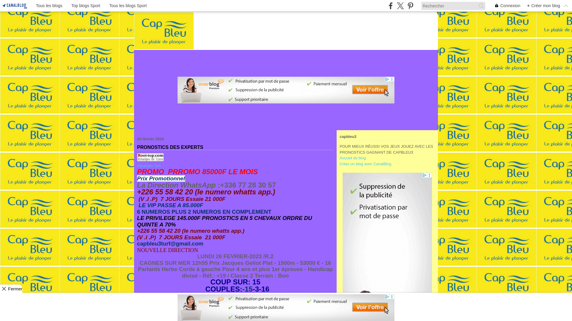 Capture d'écran de PROMO  PRROMO 85000F LE MOIS

Prix Promotionnel

+226 55 58 42 20 (le numero whatts app.)

 (V .I .P)  7 JOURS Essaie 48 000F

 LE VIP PASSE A 85.000F

6 NUMEROS PLUS 2 NUMEROS EN COMPLEMENT