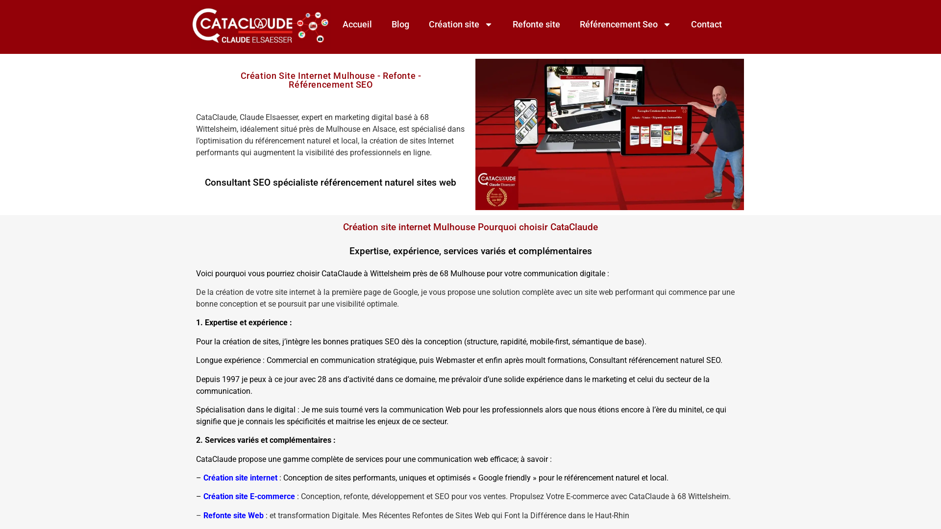 Capture d'écran de Cataclaude Création et Référencement de Site Internet | 68 Mulhouse Colmar