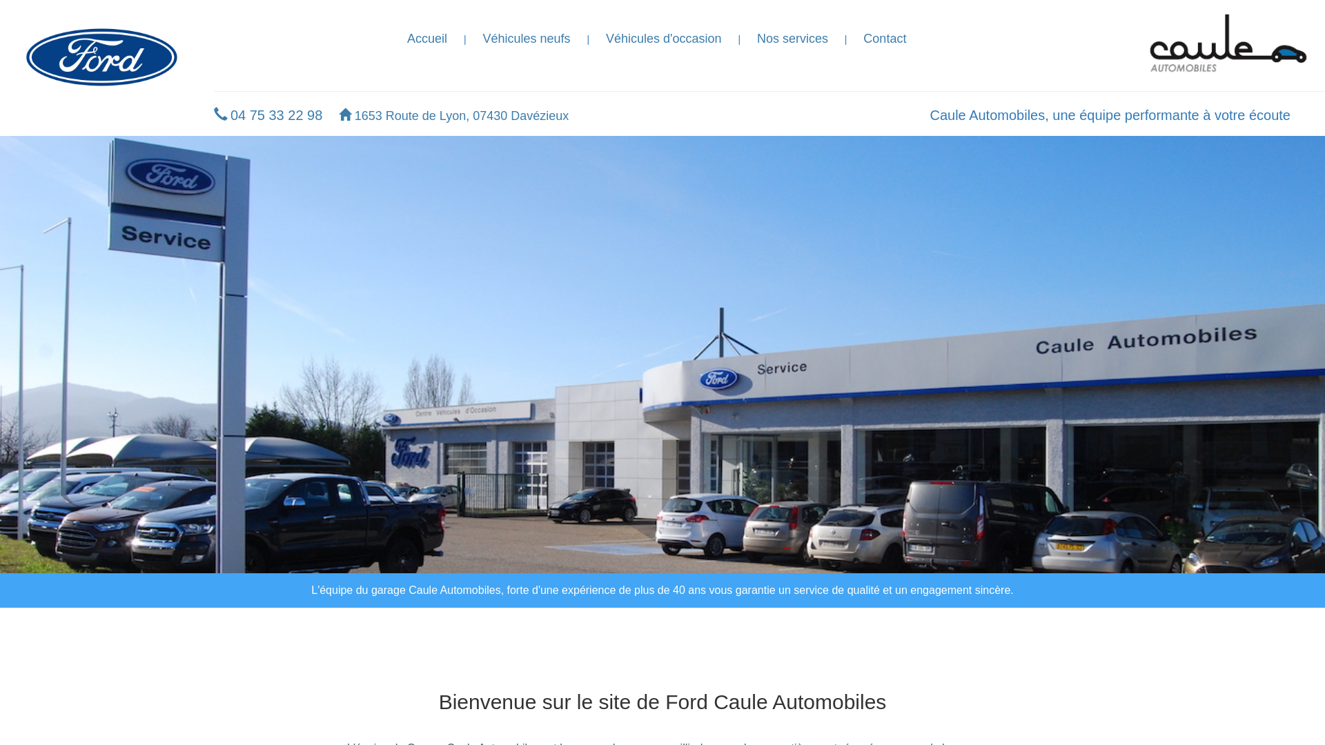 Capture d'écran de Garage Caule Automobiles Ford Davézieux-Annonay. Véhicules neufs et occasions.Réparations toutes marques. 0475332298