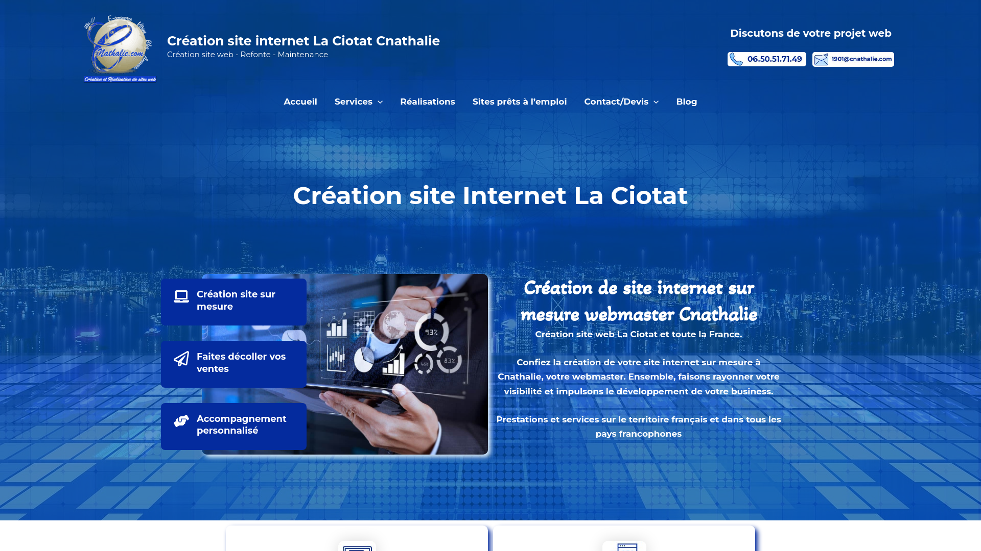 Capture d'écran de Création site internet La Ciotat Cnathalie