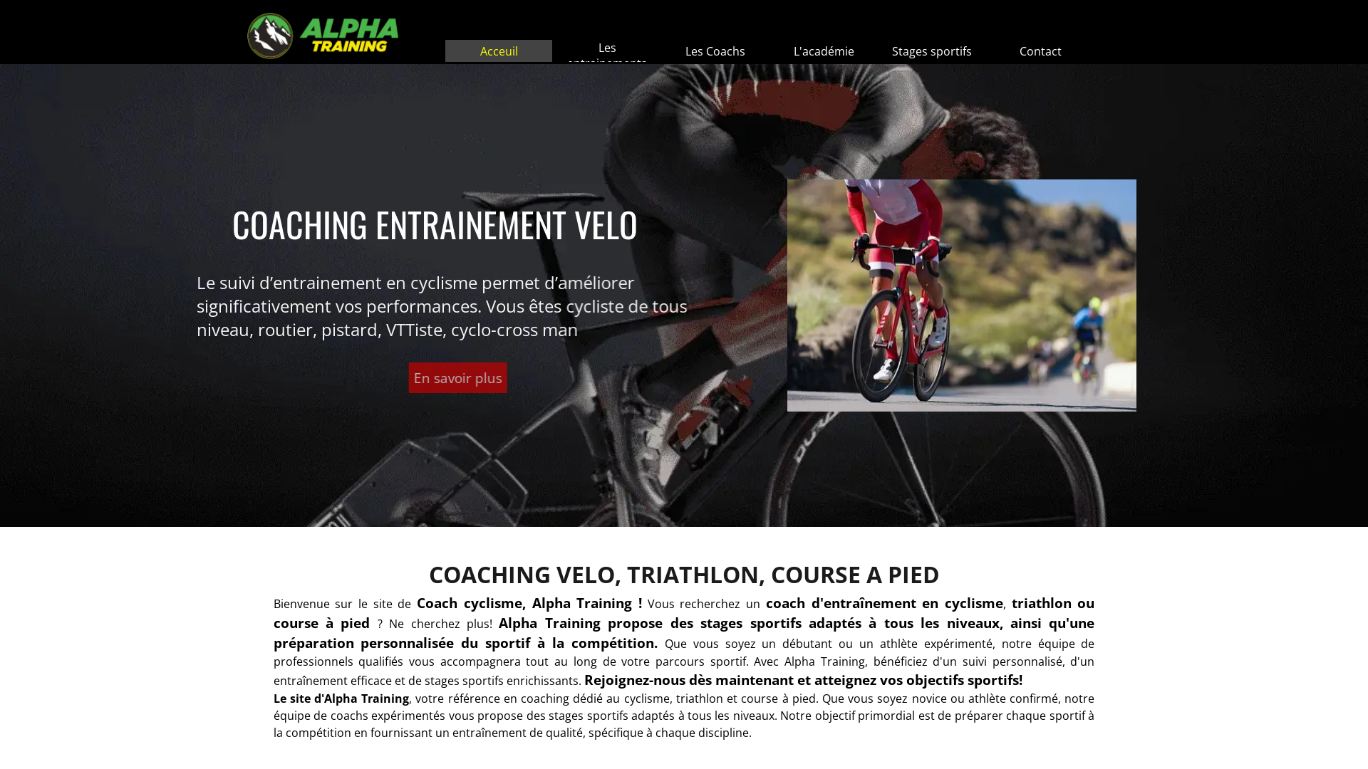 Capture d'écran de Coach cyclisme, Alpha Training, Entraînement cyclisme, triathlon et course à pied