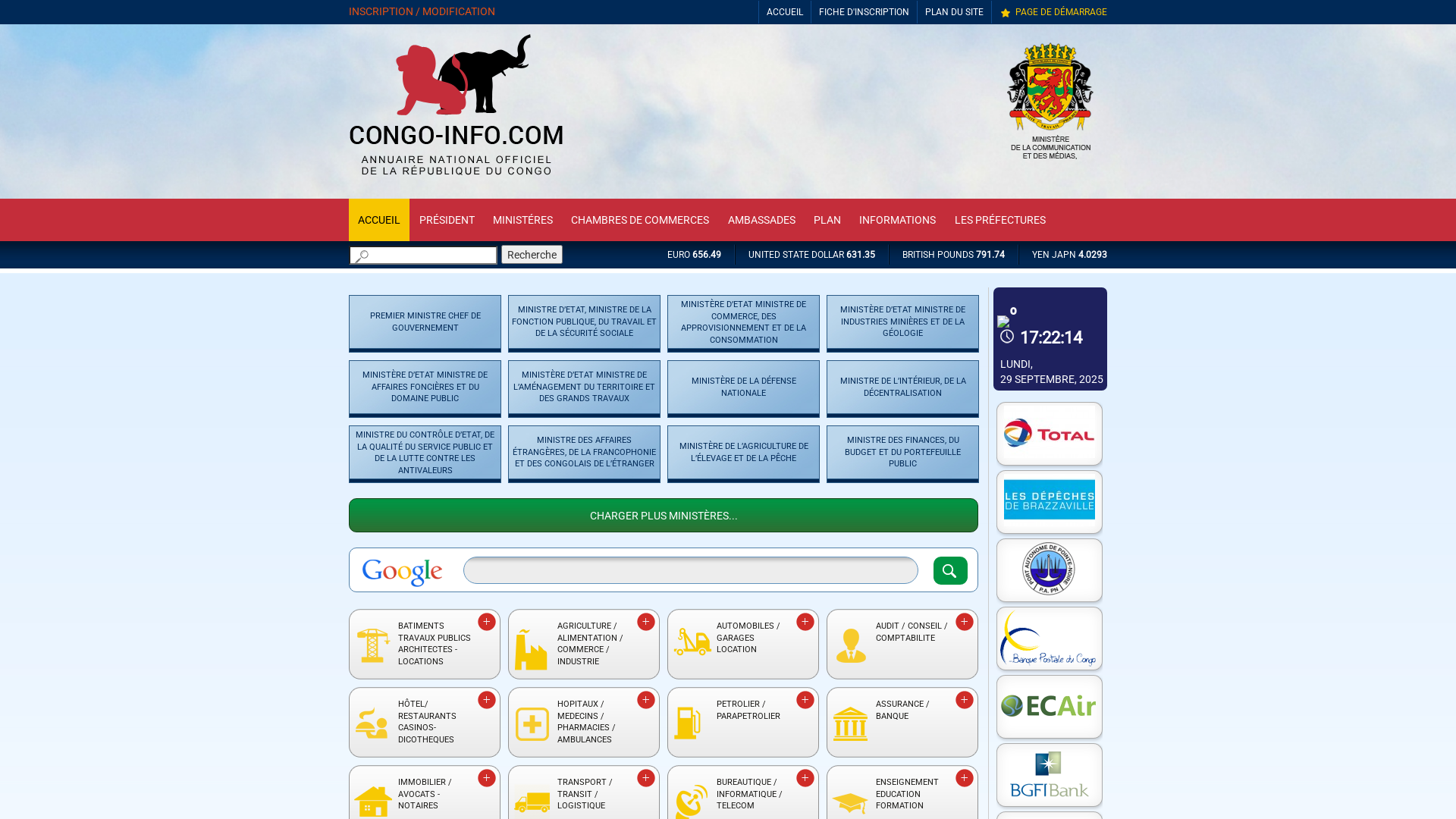 Capture d'écran de CONGO-INFO.COM