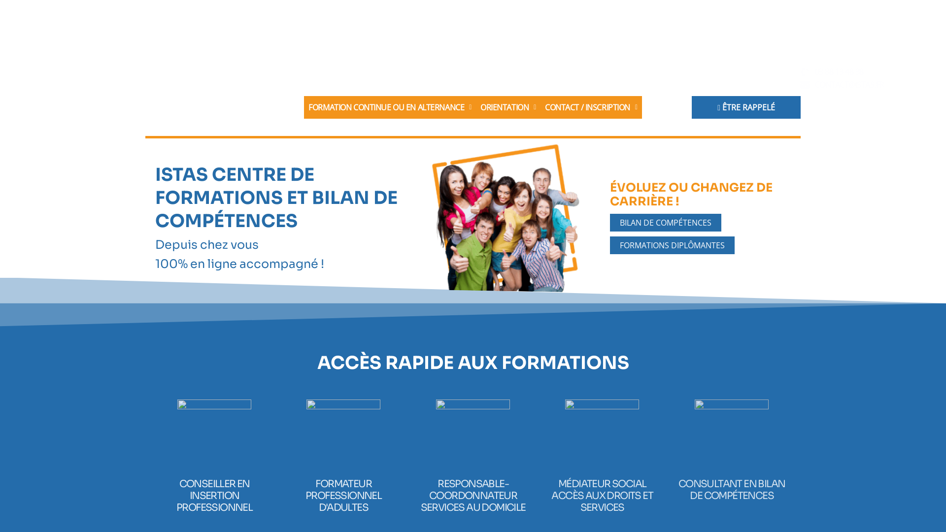 Capture d'écran de Notre centre est spécialisé sur les formations et compétences dédiés aux métiers de l'insertion, de l'emploi, du social et de la formation professionnelle à distance ou en présentiel