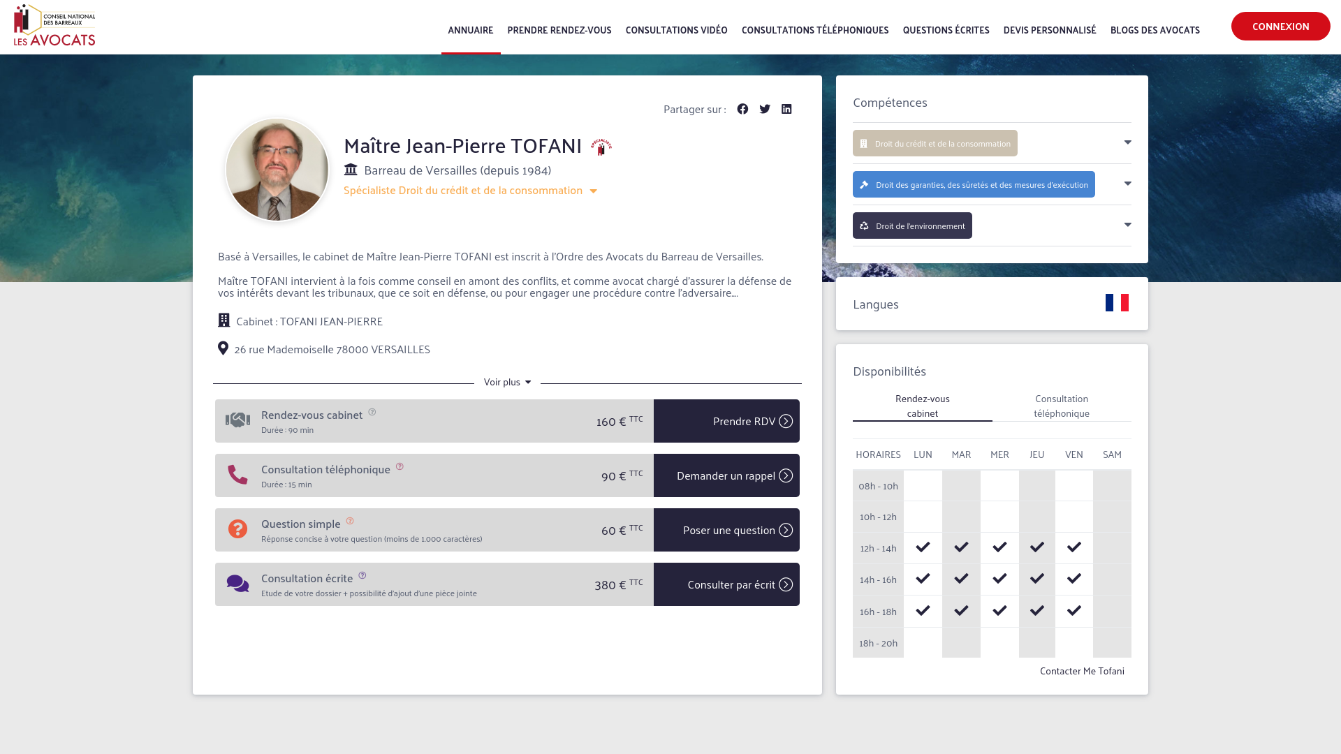Capture d'écran de Me Jean-Pierre Tofani