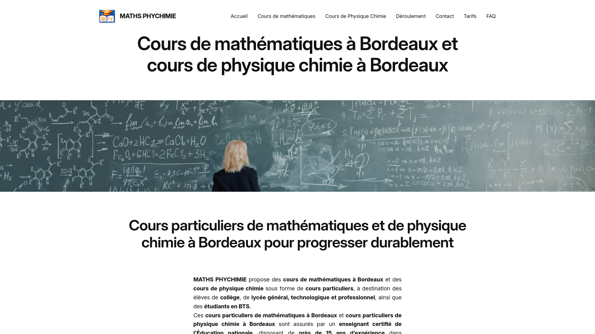 Cours de mathématiques à Bordeaux et cours de physique chimie à Bordeaux