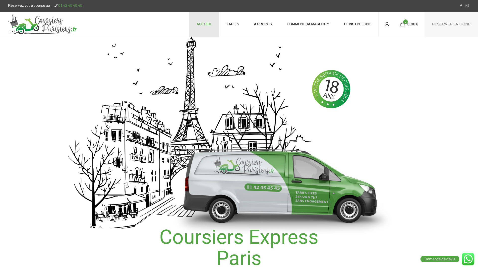 Capture d'écran de Coursiers Parisiens, coursiers urgent Paris 