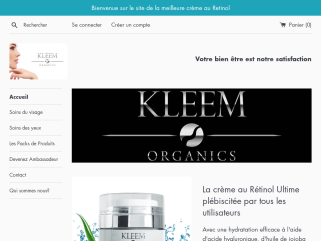 Le site dédié à la marque cosmétique Kleem organics