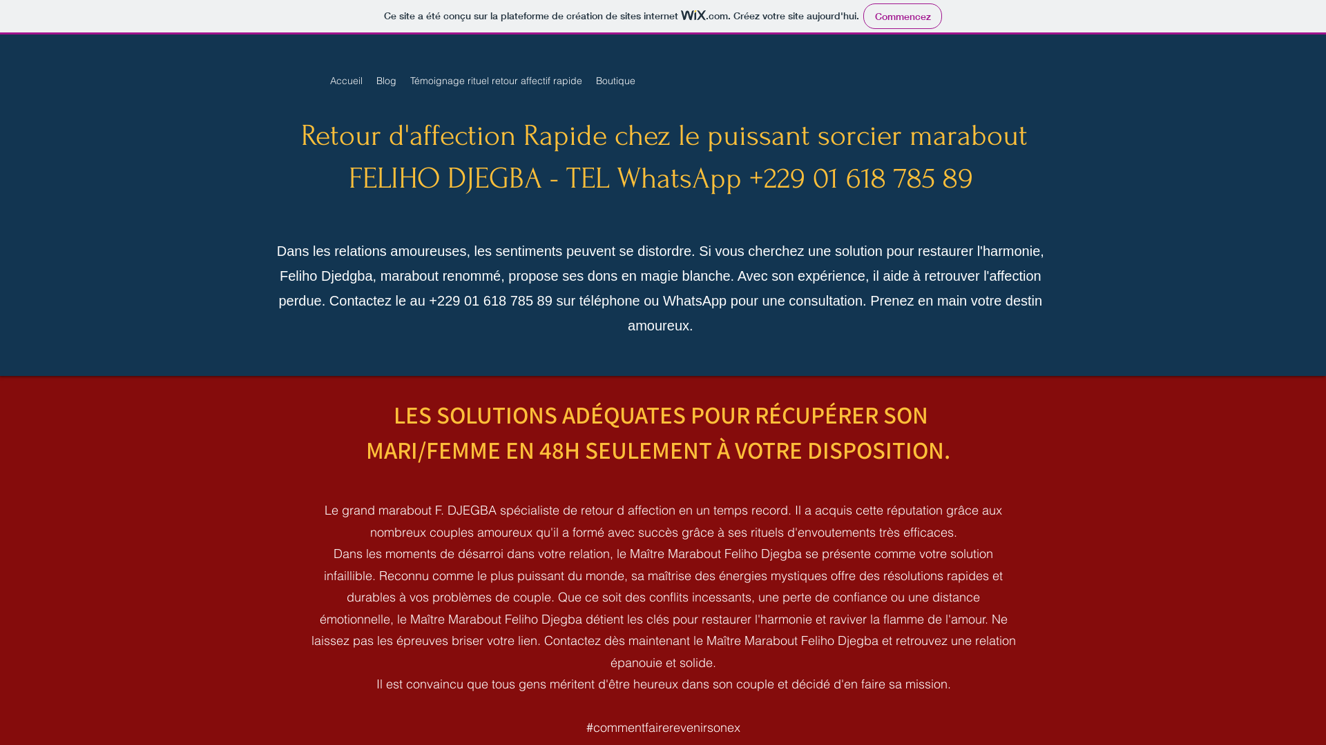 Capture d'écran de GRAND ADEPTE DE VAUDOU DU BÉNIN DISPONIBLE POUR LE RETOUR AFFECTIF IMMÉDIAT