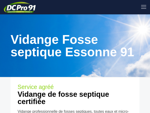 Vidange Fosse Septique Essonne 91 - Agr&eacute;&eacute; SPANC | DC Pro 91