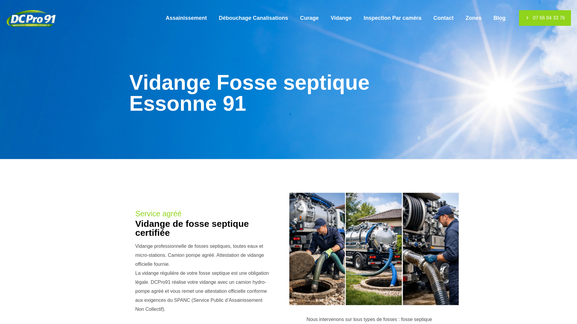 Vidange Fosse Septique Essonne 91 - Agréé SPANC | DC Pro 91