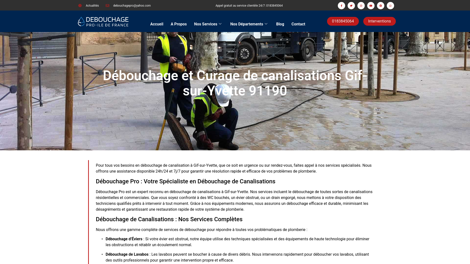 Débouchage canalisations gif sur yvette