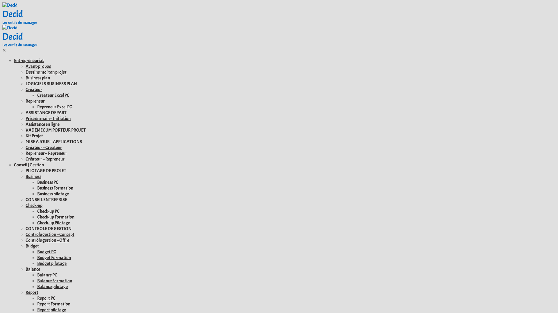 Capture d'écran de DECID - Business Plan