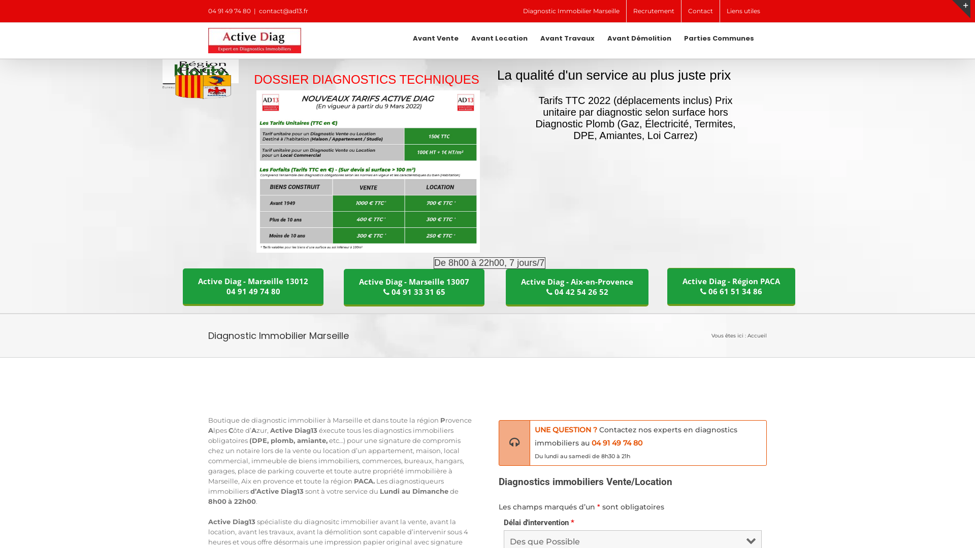 Capture d'écran de Diagnostic Immobilier Marseille