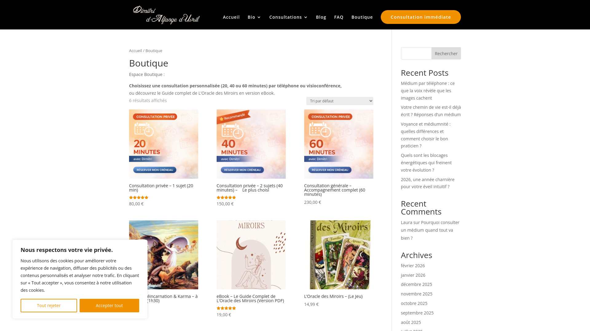 Boutique | Consultations privées par téléphone ou visio – Oracle des Miroirs