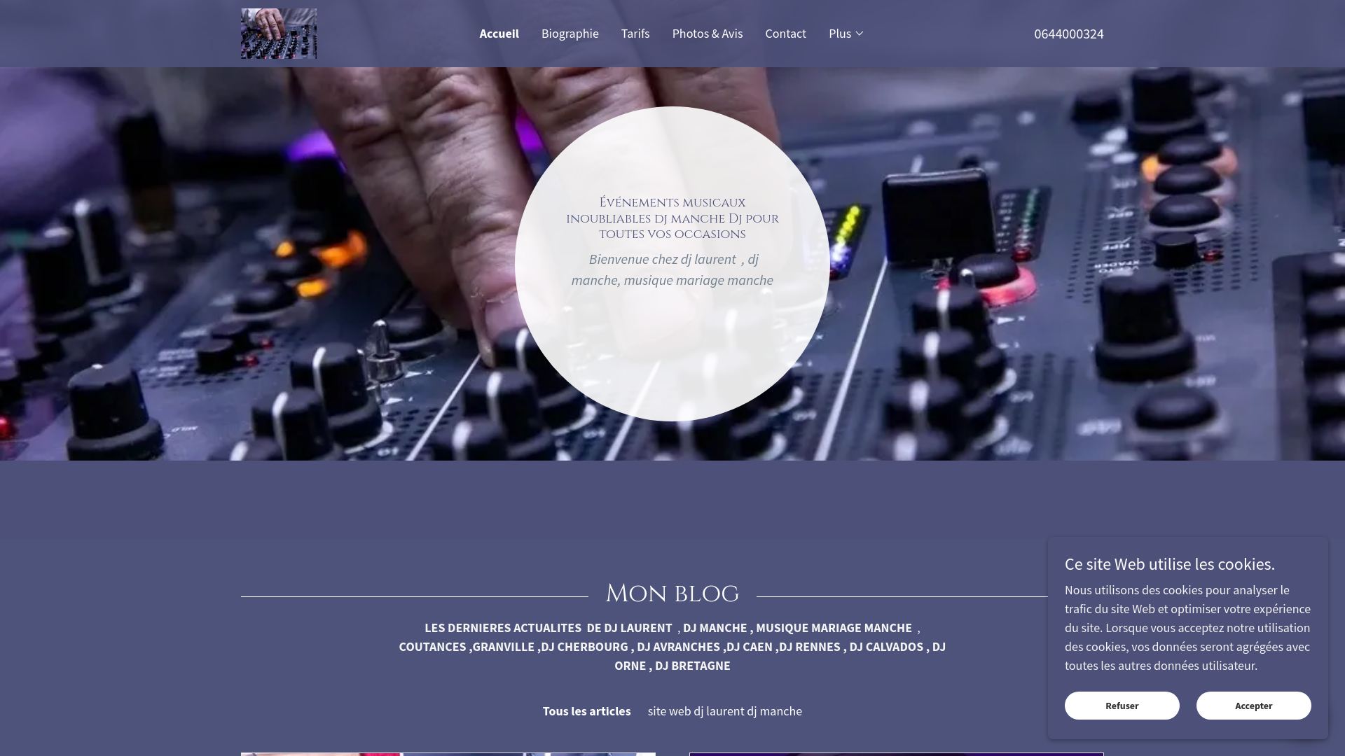 Capture d'écran de Dj Laurent Site Web - Dj Manche, Musique Mariage Manche
