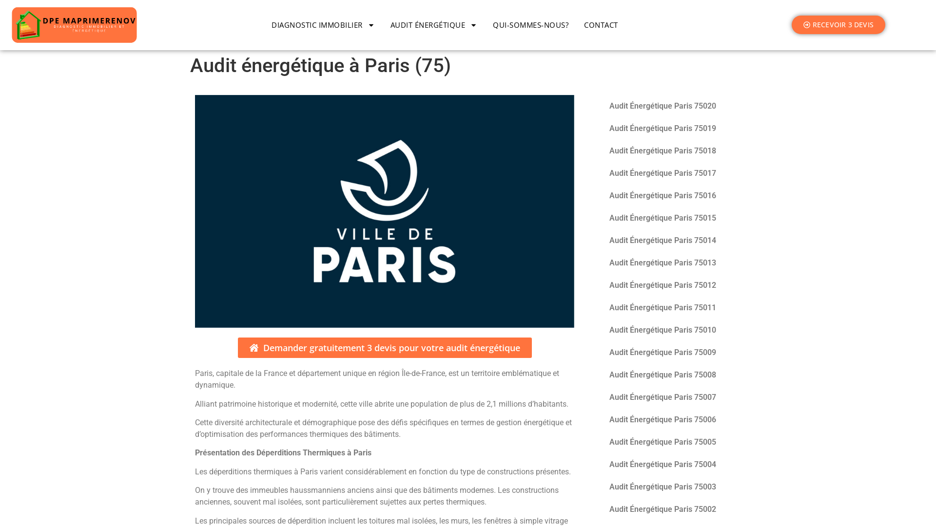 Capture d'écran de Audit énergétique Paris