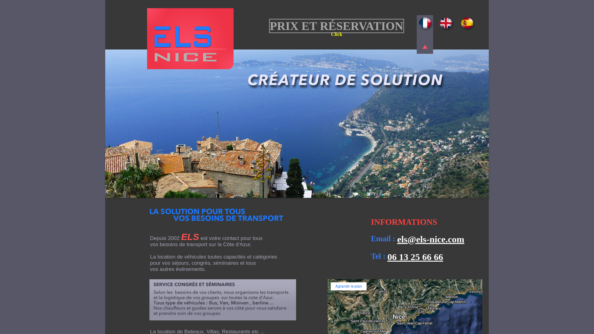 Capture d'écran de VTC NICE TAXI Transport of persons by car and van on Nice Cannes Monaco French Riviera 
ELS Nice VTC TAXI Transport de personnes par voiture et van sur Nice Cannes Monaco cote d'Azur  
