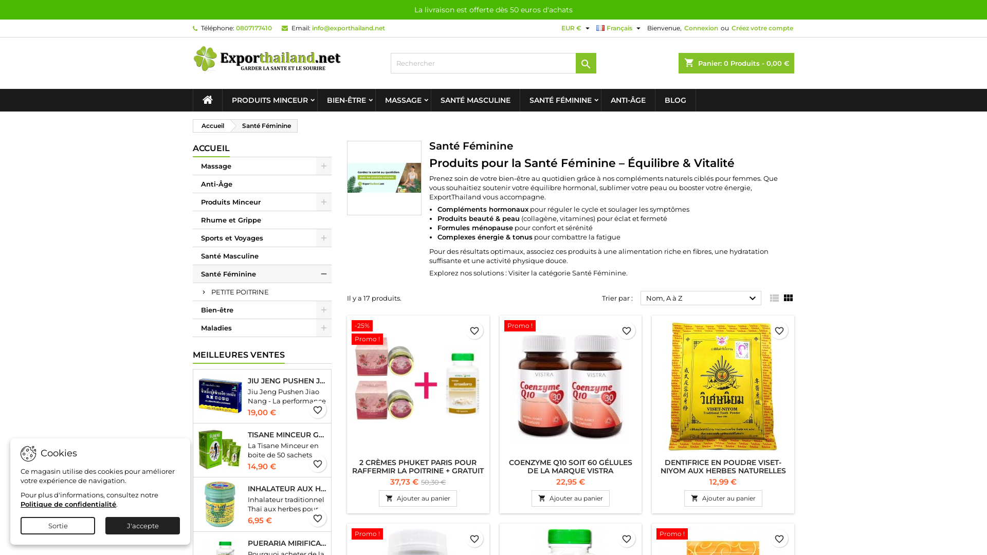 Capture d'écran de Exporthailand.net/fr/59-sante-feminine
