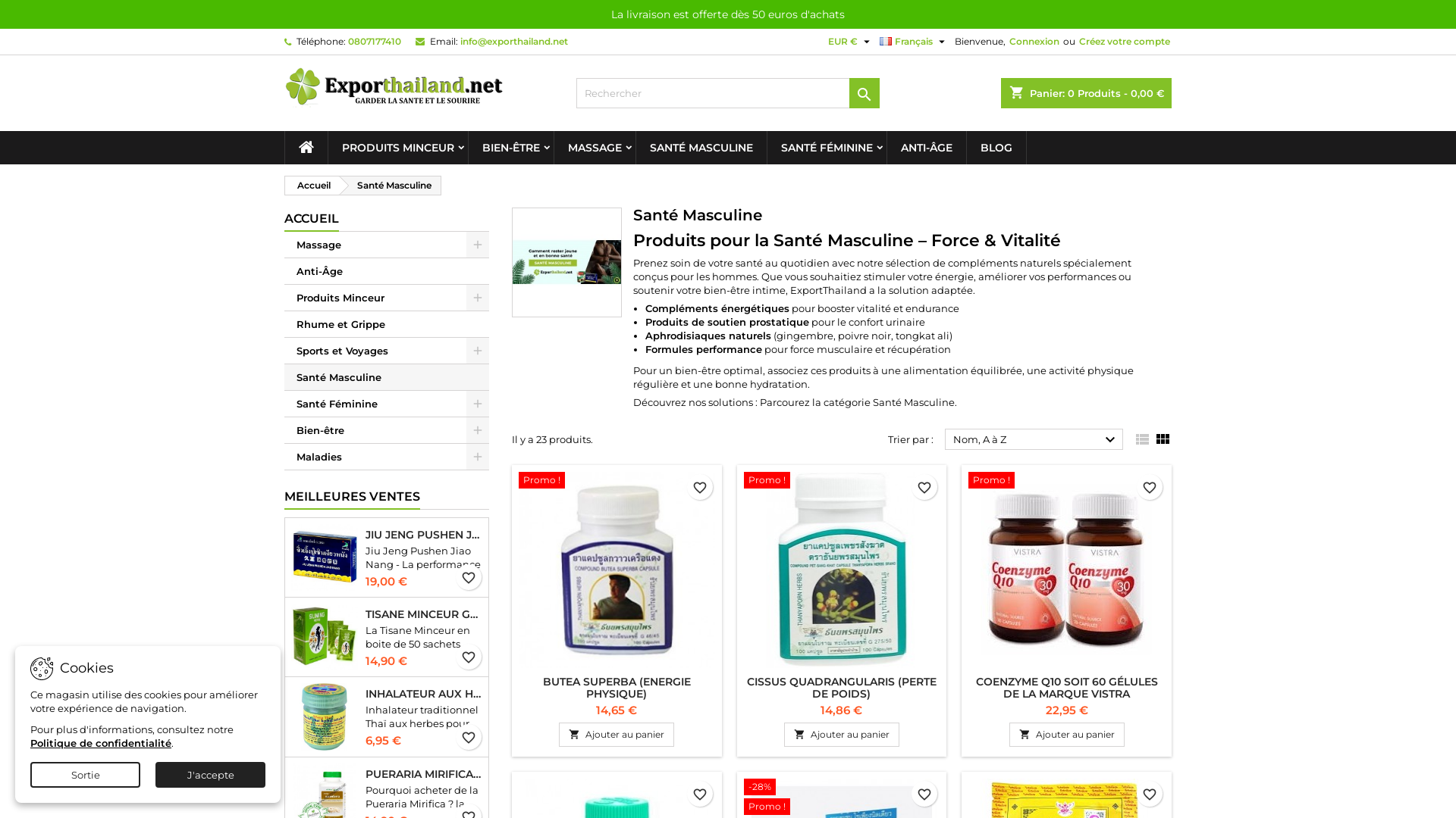 Capture d'écran de Exporthailand.net - la santé des hommes -