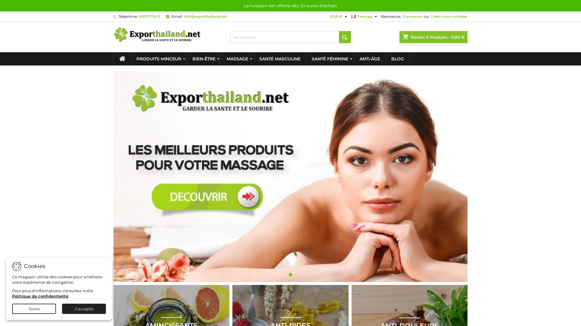 Capture d'écran de Exporthailand.net/fr/
Gardez la santé et le sourire