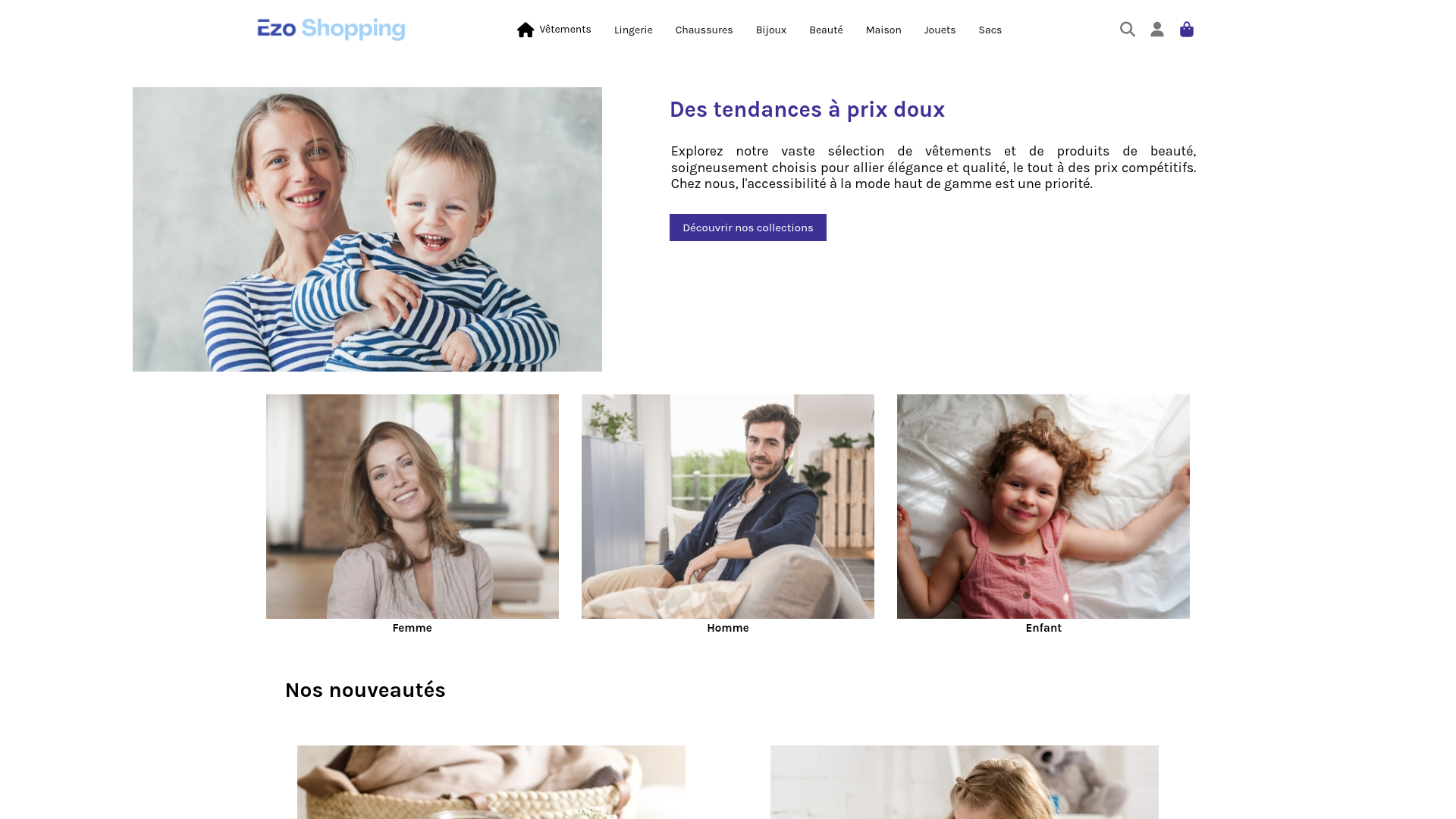 Ezo Shopping — Mode, Lingerie, Bijoux & Beauté à Prix Doux