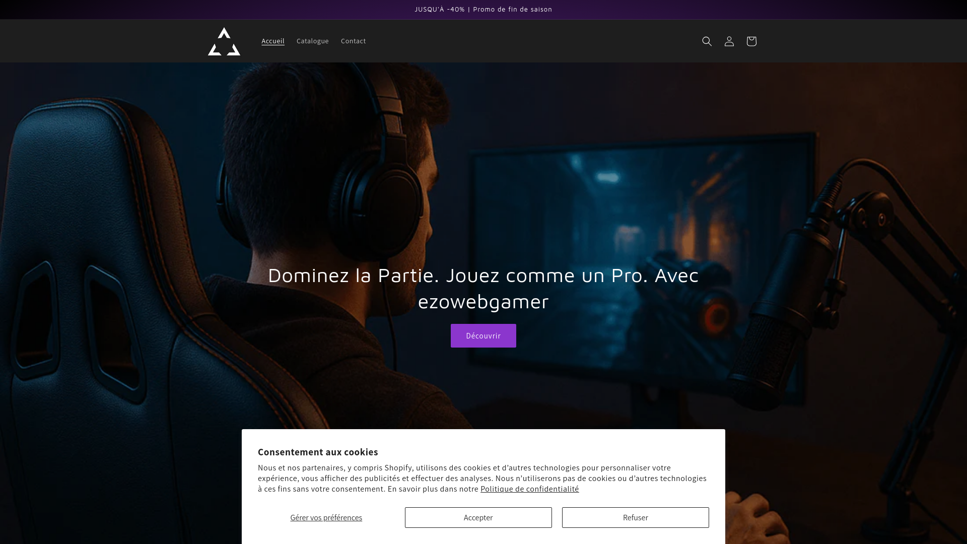 Capture d'écran de Ezowebgamer – Boutique Gaming | Équipements, Setups & Accessoires Gamer