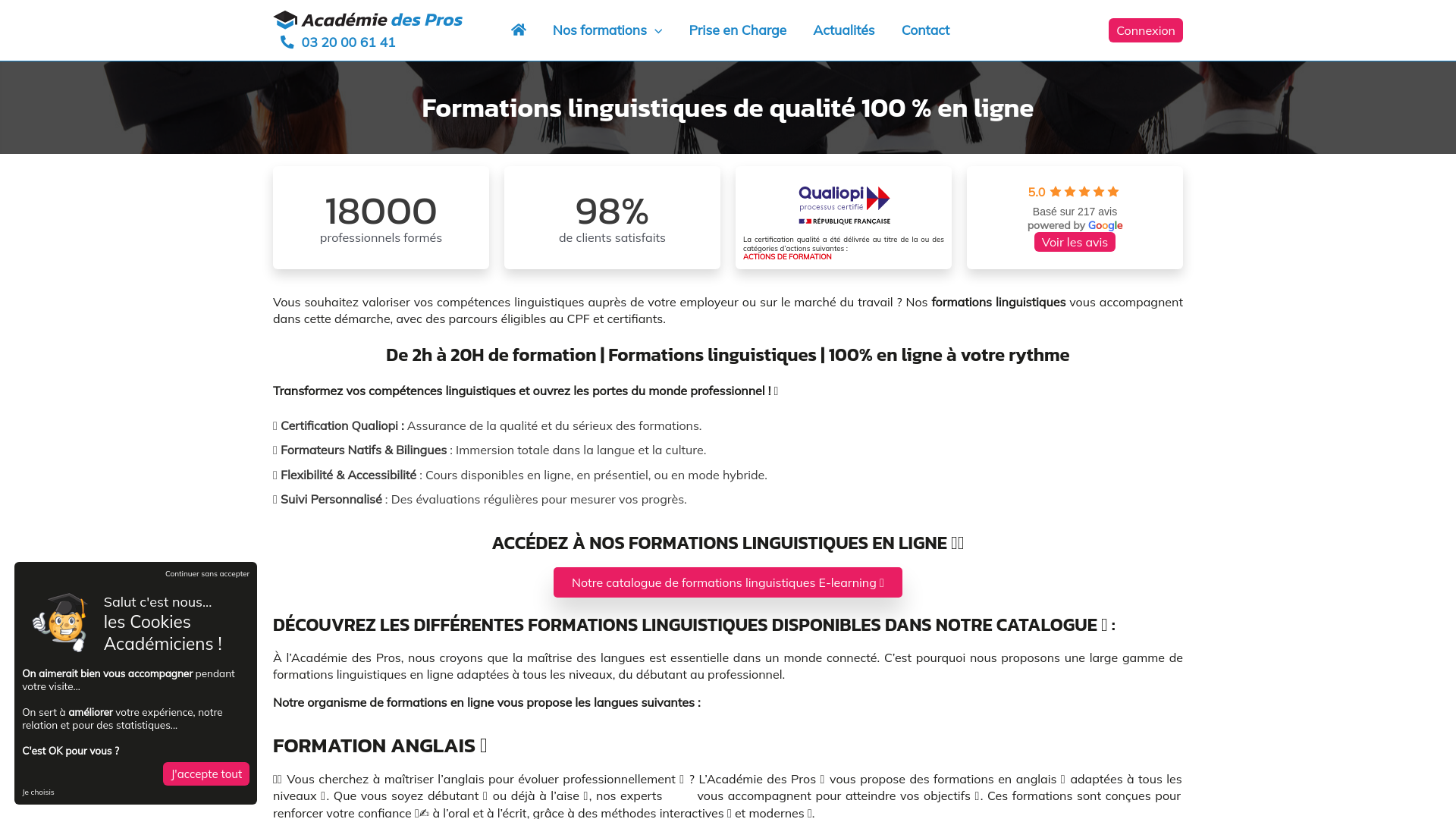Capture d'écran de Formations linguistiques de qualité 100 % en ligne