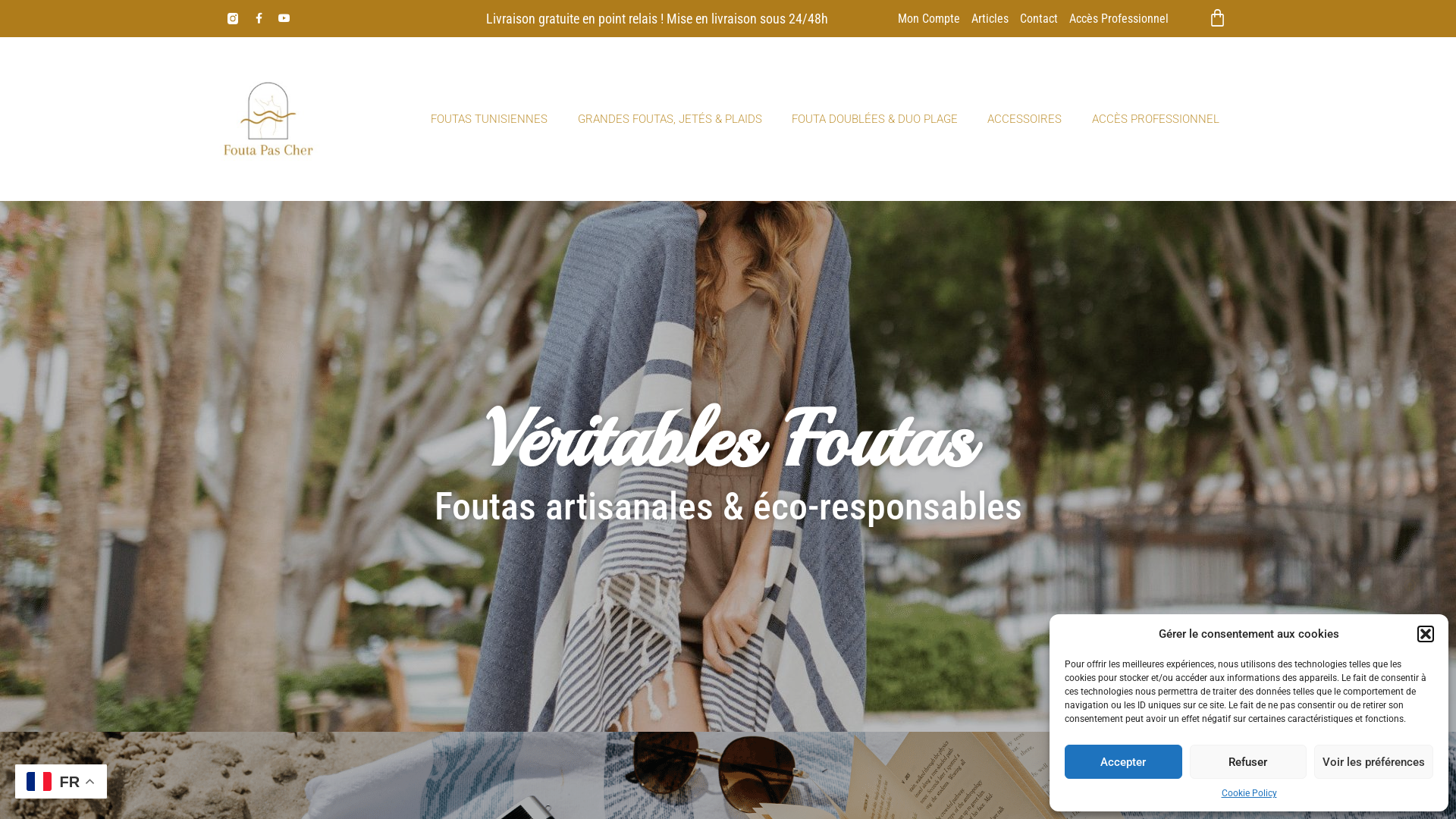 Capture d'écran de Véritables fouta tunisiennes 100% coton | LIVRAISON GRATUITE