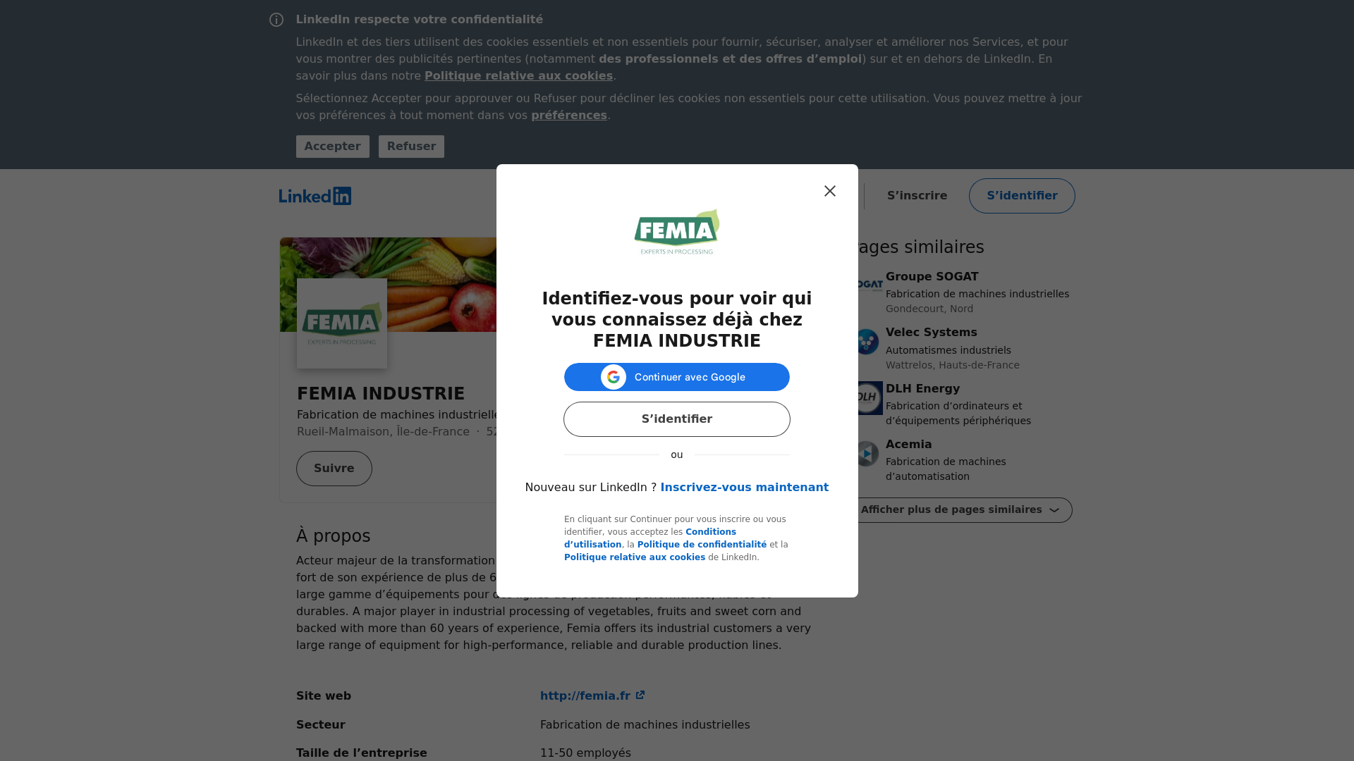 Capture d'écran de Linkedin Femia industrie
Expert in processing 