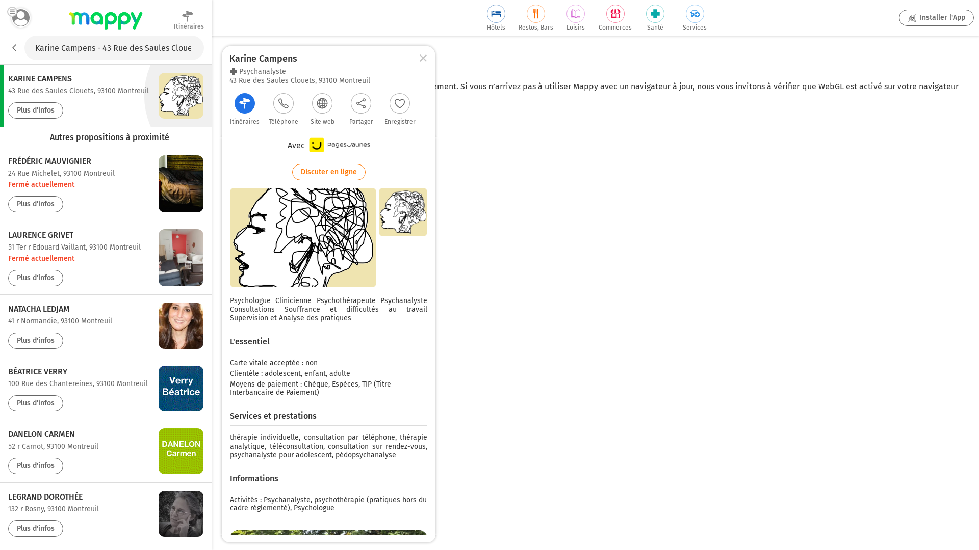 Capture d'écran de Karine Campens, psychologue psychanalyste à Montreuil 93100