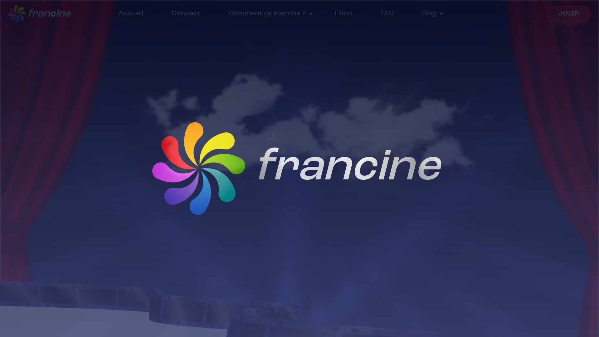 Capture d'écran de Avec notre quiz francine, visitez en 300 films et 18 000 QCM toute l'histoire du cinéma français, depuis 1920 jusqu'à nos jours.