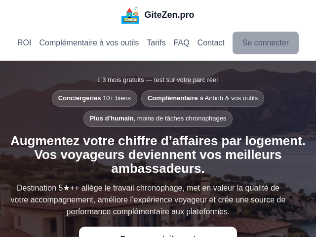 Capture d'écran de Optimisez l'accueil voyageurs avec GiteZen Pro.