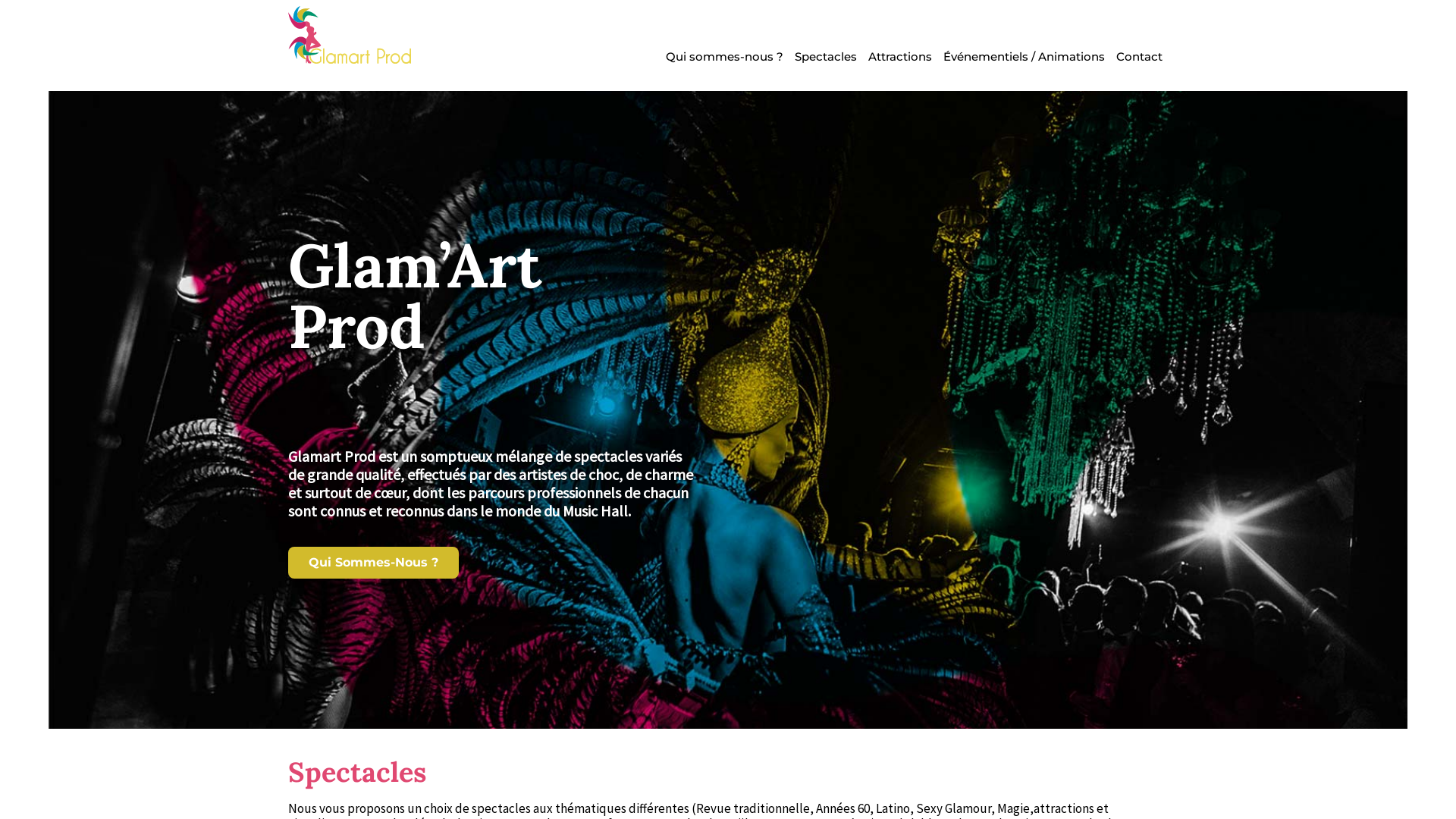 Capture d'écran de Agence de spectacles, productions de show revue music hall, spectacle vivant