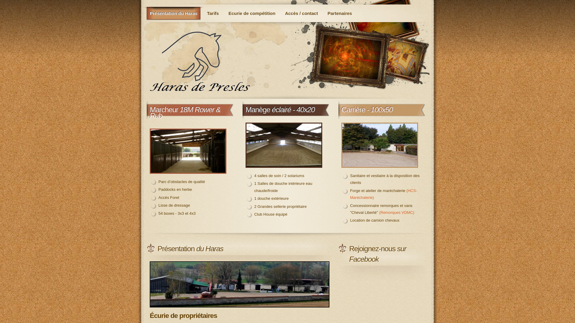 Capture d'écran de Haras de Presles, écurie de compétiton, Ile de France, Val d'oise 95, pensions L'Isle Adam Presles